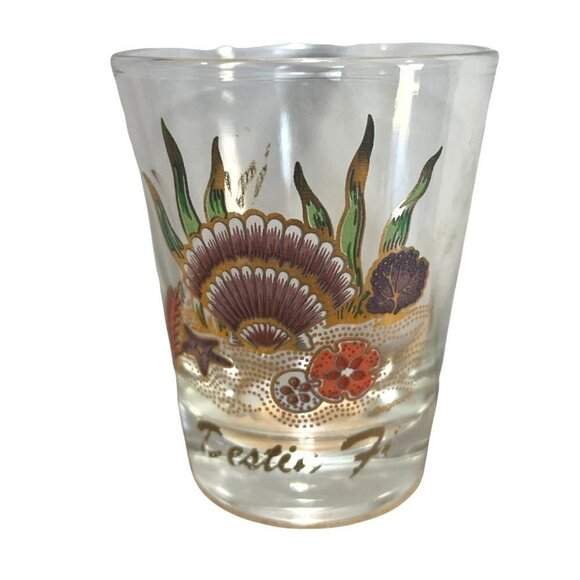 Shot Glass Destin FL Shells Sea Ocean Coral Souvenir Tourist - Picture 1 of 1